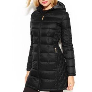 Michael Kors Black Quilted Down Puffer Coat Size M